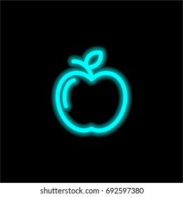 Apple blue glowing neon ui ux icon. Glowing sign logo vector