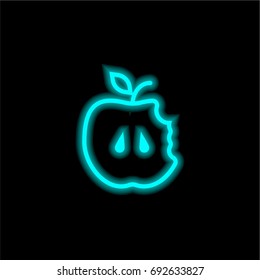 Apple blue glowing neon ui ux icon. Glowing sign logo vector