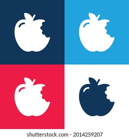 Apple azul y rojo cuatro colores mínimo conjunto de iconos