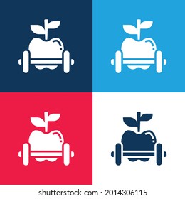Vier-Farben-Icon für Apfelblau und Rot