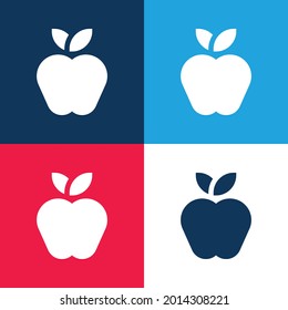 Apple azul y rojo cuatro colores mínimo conjunto de iconos