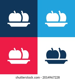 Vier-Farben-Icon für Apfelblau und Rot