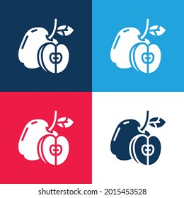 Vier-Farben-Icon für Apfelblau und Rot