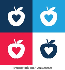 Apple azul y rojo cuatro colores mínimo conjunto de iconos