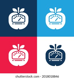Apple azul y rojo cuatro colores mínimo conjunto de iconos