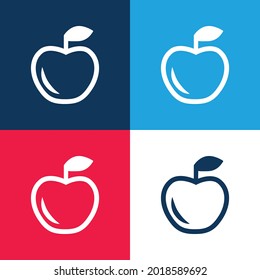 Apple azul y rojo cuatro colores mínimo conjunto de iconos