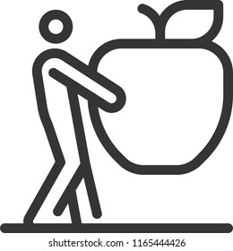 Apple, bold line stick figure icon. The illustration is vector, editable stroke, 48x48 pixel perfect. Crafted with precision and eye for quality.