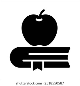 Apple and book depicting concept icon of knowledge in trendy style