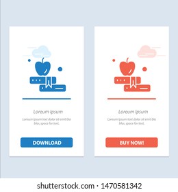 Apple, Book, Education  Blue and Red Download and Buy Now web Widget Card Template. Vector Icon Template background