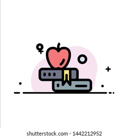 Apple, Book, Education  Business Flat Line Filled Icon Vector Banner Template