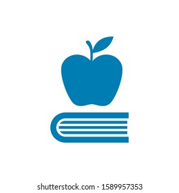 Apple and book. Education, modern flat vector icon