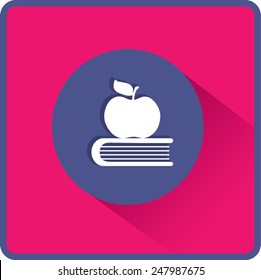 Apple and book. Education, modern flat vector icon