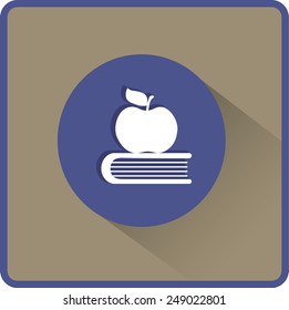 Apple and book. Education, modern flat vector icon