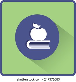 Apple and book. Education, modern flat vector icon