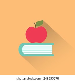 Apple and book. Education, modern flat vector icon