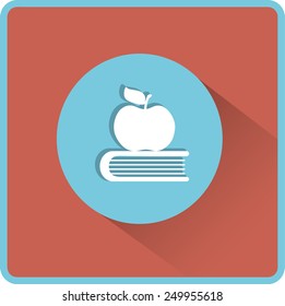 Apple and book. Education, modern flat vector icon