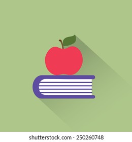 Apple And Book. Education, Modern Flat Vector Icon