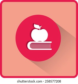 Apple and book. Education, modern flat vector icon