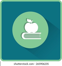 Apple and book. Education, modern flat vector icon