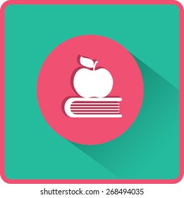 Apple and book. Education, modern flat vector icon