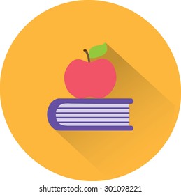 Apple and book. Education, modern flat vector icon