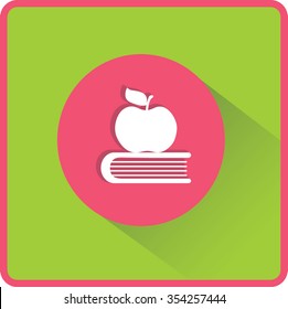 Apple and book. Education, modern flat vector icon