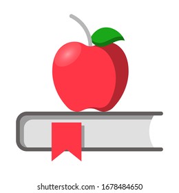 manzana y libro en estilo plano para elemento educativo