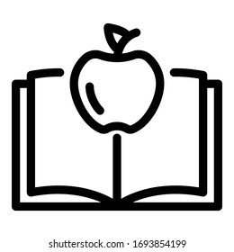 Apfelbuch Gravitationssymbol. Umriss-Apfelbuch-Gravitation-Vektorillustration-Symbol für Webdesign einzeln auf weißem Hintergrund