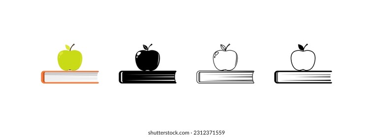 Apple and book icon in different variations.