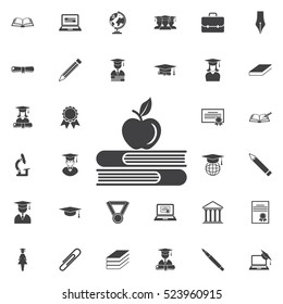 Apple and book icon. Education set of icons