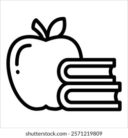 Apple And Book Icon Element For Design