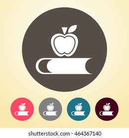 Apple & Book Icon in round shape.