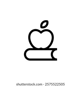 apple and book, knowledge icon vector template