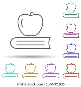Apple and book multi color icon. Simple thin line, outline vector of education icons for ui and ux, website or mobile application