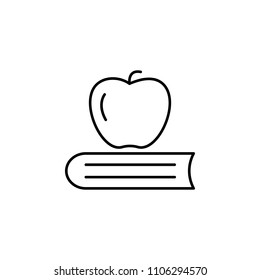 apple and book outline icon. Element of simple education icon for mobile concept and web apps. Thin line apple and book outline icon can be used for web and mobile on white background