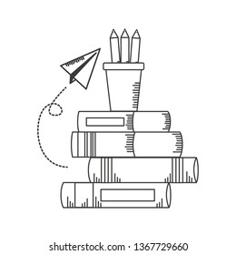 apple book paper plane school supplies