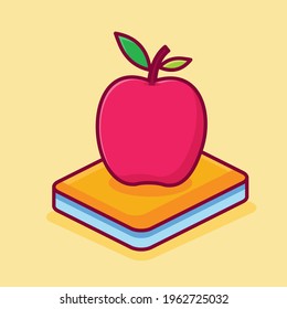 apple and book for school concept symbol vector illustration 