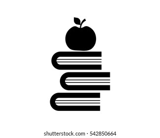 Apple Book Textbook Dictionary Encyclopedia Read Image Vector Icon Logo