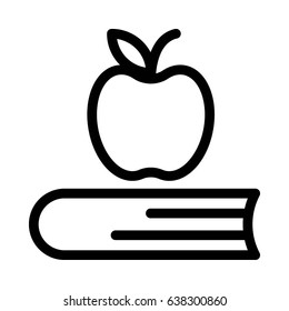 Apple & Book Vector Line Icon