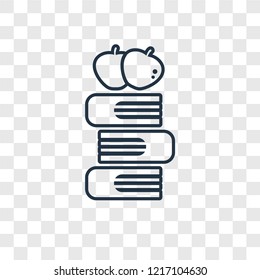Apple and books concept vector linear icon isolated on transparent background, Apple and books concept transparency concept in outline style