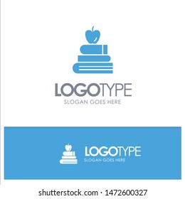 Apple, Books, Education, Science Blue Solid Logo with place for tagline