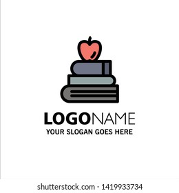 Apple, Books, Education, Science Business Logo Template. Flat Color