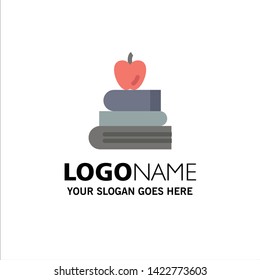 Apple, Books, Education, Science Business Logo Template. Flat Color