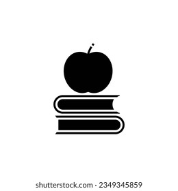 Apple and Books Glyph Icon - Back to School Icon Vector illustration.