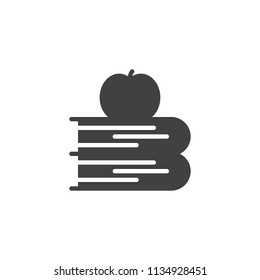Apple and books vector icon. filled flat sign for mobile concept and web design. Knowledge simple solid icon. Symbol, logo illustration. Pixel perfect vector graphics