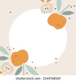 Apple border. Fruits with leaf hand drawn sketch isolated. Frame with Whole fruit and cut half. Silhouette vector illustration. Natural food template for menu, card design with copy space.