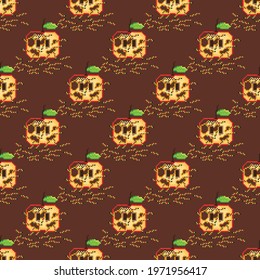 Apple borer pattern pixel art. Seamless pattern. Pixel art Apple borer pattern.