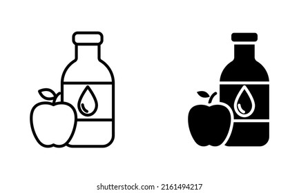 apple with bottle, apple juice icon vector