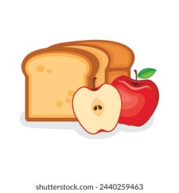 Icono de Apple Bread vector aislado sobre un fondo blanco. Pan delicioso dulce con manzanas frescas ilustración vectorial. Elemento de diseño gráfico de pan de manzana