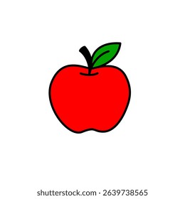 Apple
A bright red apple with a green leaf on top, representing a fresh fruit commonly associated with health and education.